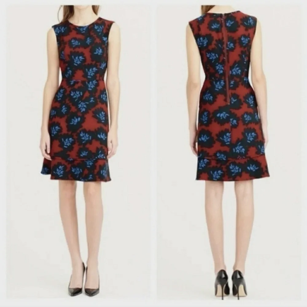 J.Crew Firework Floral Sleeveless Dress Size 4 Red Black Blue Modern Cocktail